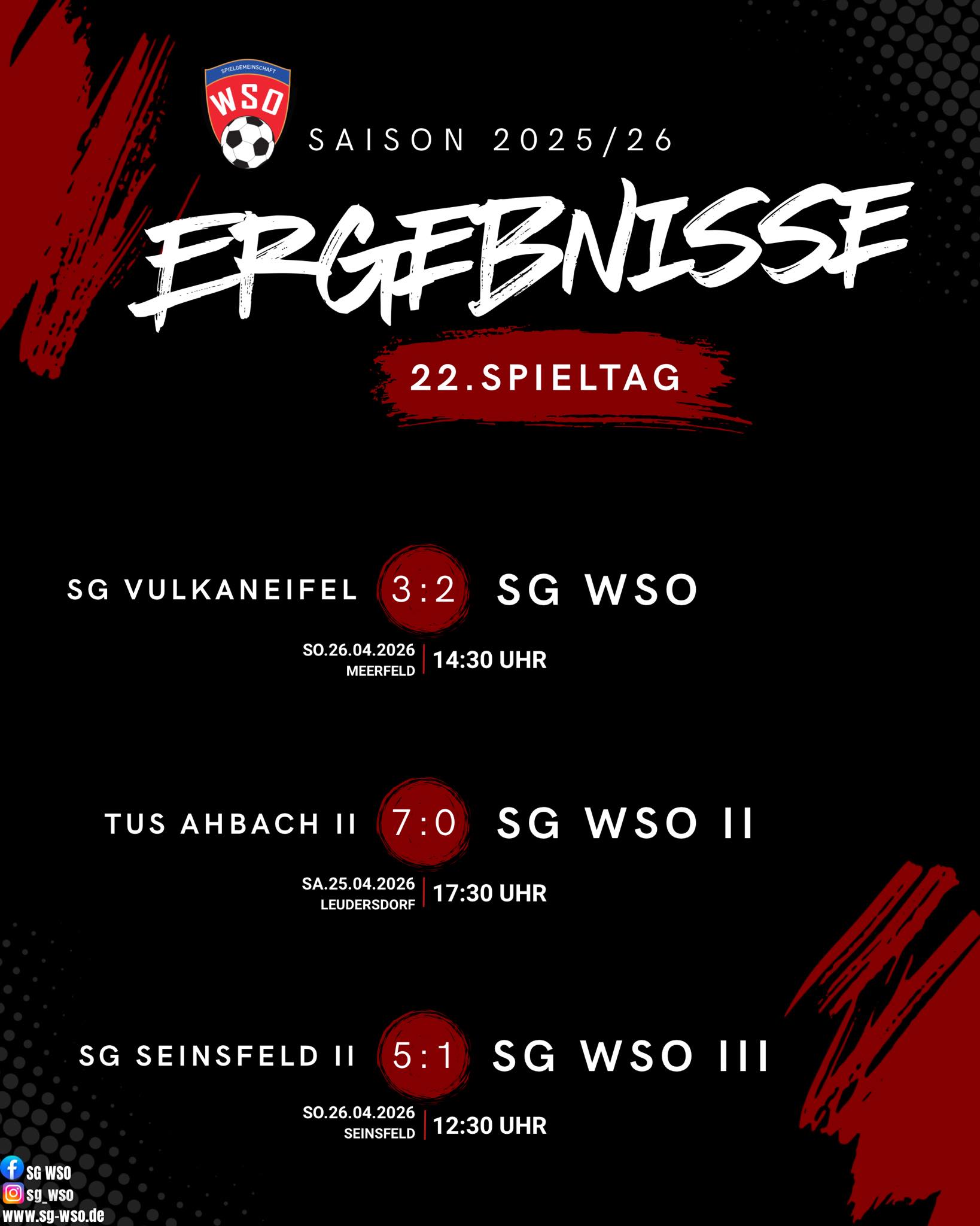 Ergebnisse 22.Spieltag 25 26